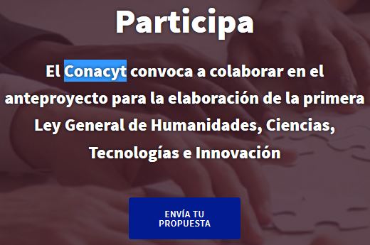 Página Proyecto de Ley General de Humanidades, Ciencias, Tecnologías e Innovación